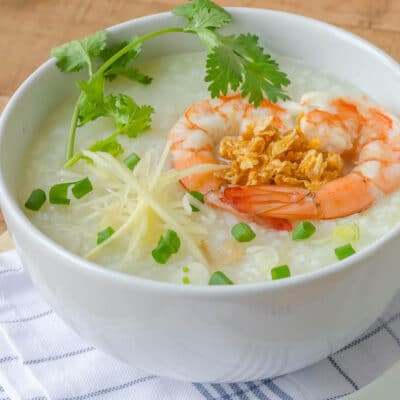Тайский рисовый суп с креветками - рецепт с фото