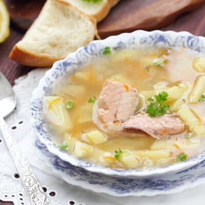 Картофельный суп с красной рыбой - рецепт с фото
