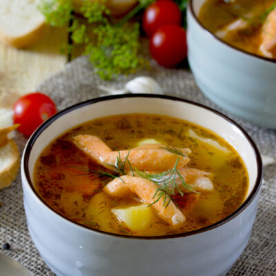 Суп из красной рыбы с картофелем - рецепт с фото