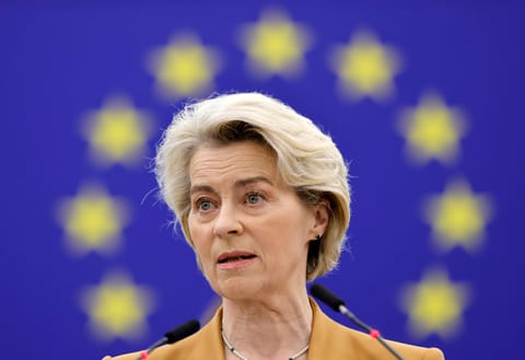 Von der Leyen’s 2nd-term pitch: More military might, less climate talk