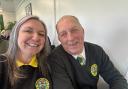 Volunteer co-ordinator Tracey Daley with Runcotn Linnets FC president Alan Jones