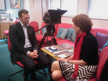 Andy Davies of Channel 4 News with SANE CEO Marjorie Wallace