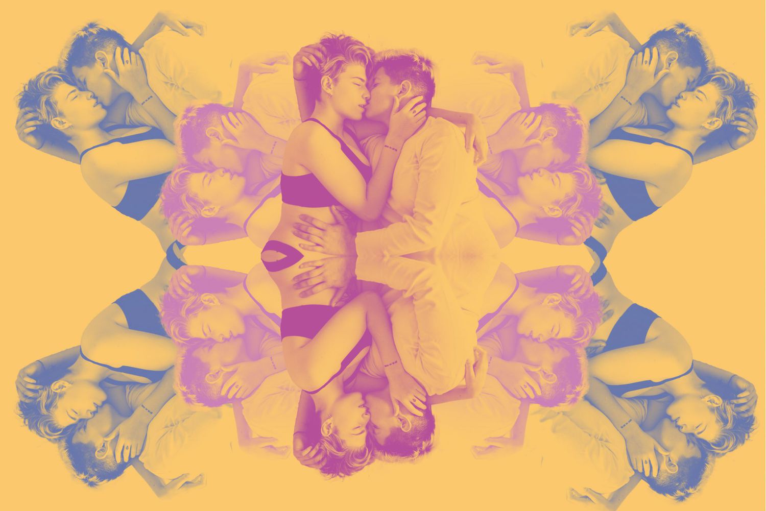 illustration of two people kissing