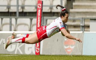 Leah Burke flies in for her second try of four