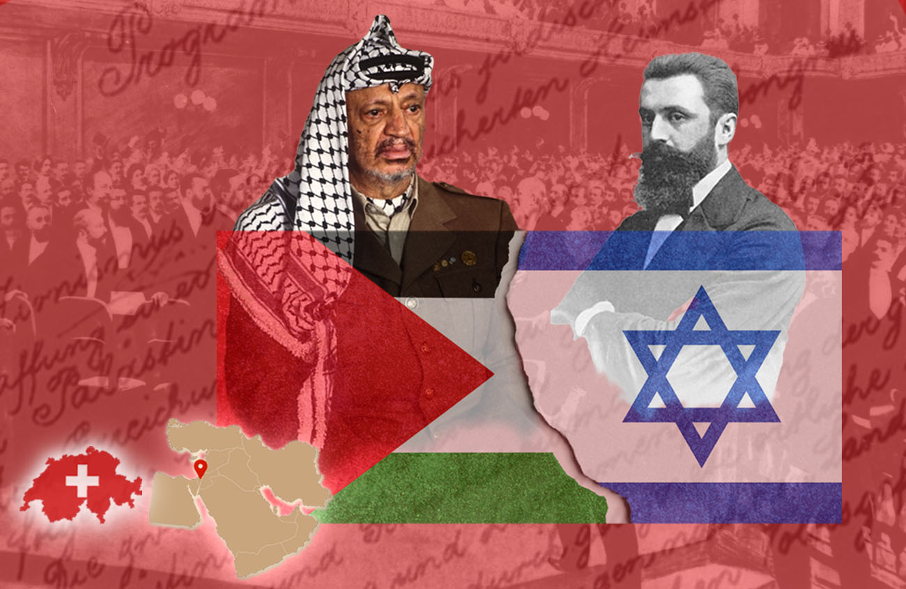 Theodor Herzl and Yasser Arafat presenting two key figures of the conflict
