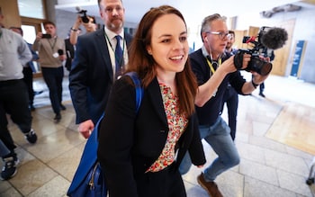 Kate Forbes, the SNP MSP, is pictured today arriving at Holyrood 