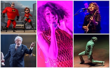 Clockwise from centre: Solange, Anna Calvi, Akram Khan, Ian McKellen in King Lear, The Incredibles 2