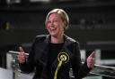 SNP MSP Gillian Martin celebrates after her acceptance speech. She will take the oath in Scots tomorrow