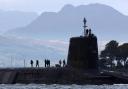 A Vanguard-class nuclear submarine photographed at Faslane