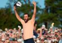 Scottie Scheffler celebrates his win at the Masters golf tournament at Augusta National Golf Club (Ashley Landis/AP)