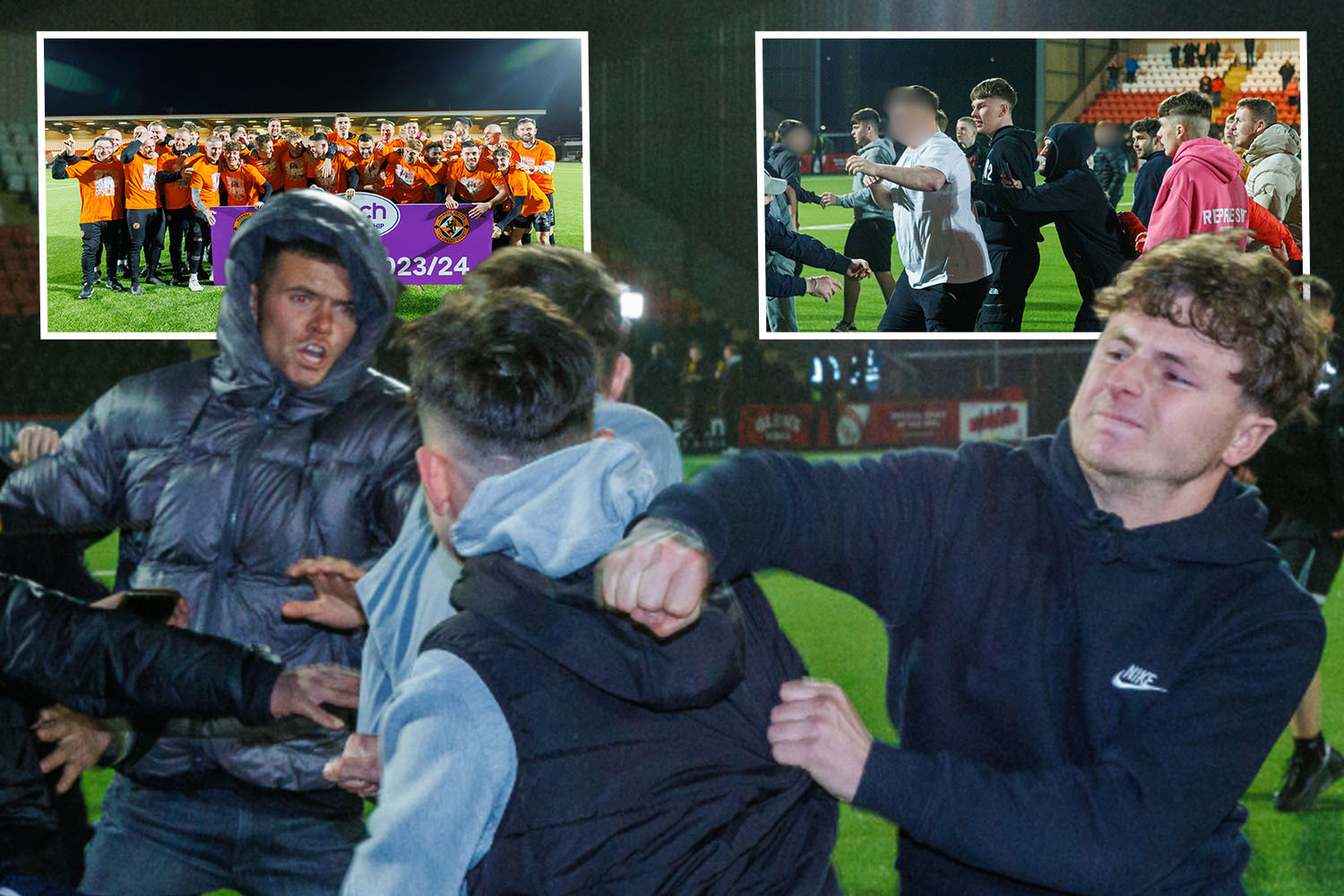 Shock images show Dundee Utd and Airdrie fans exchanging punches on field