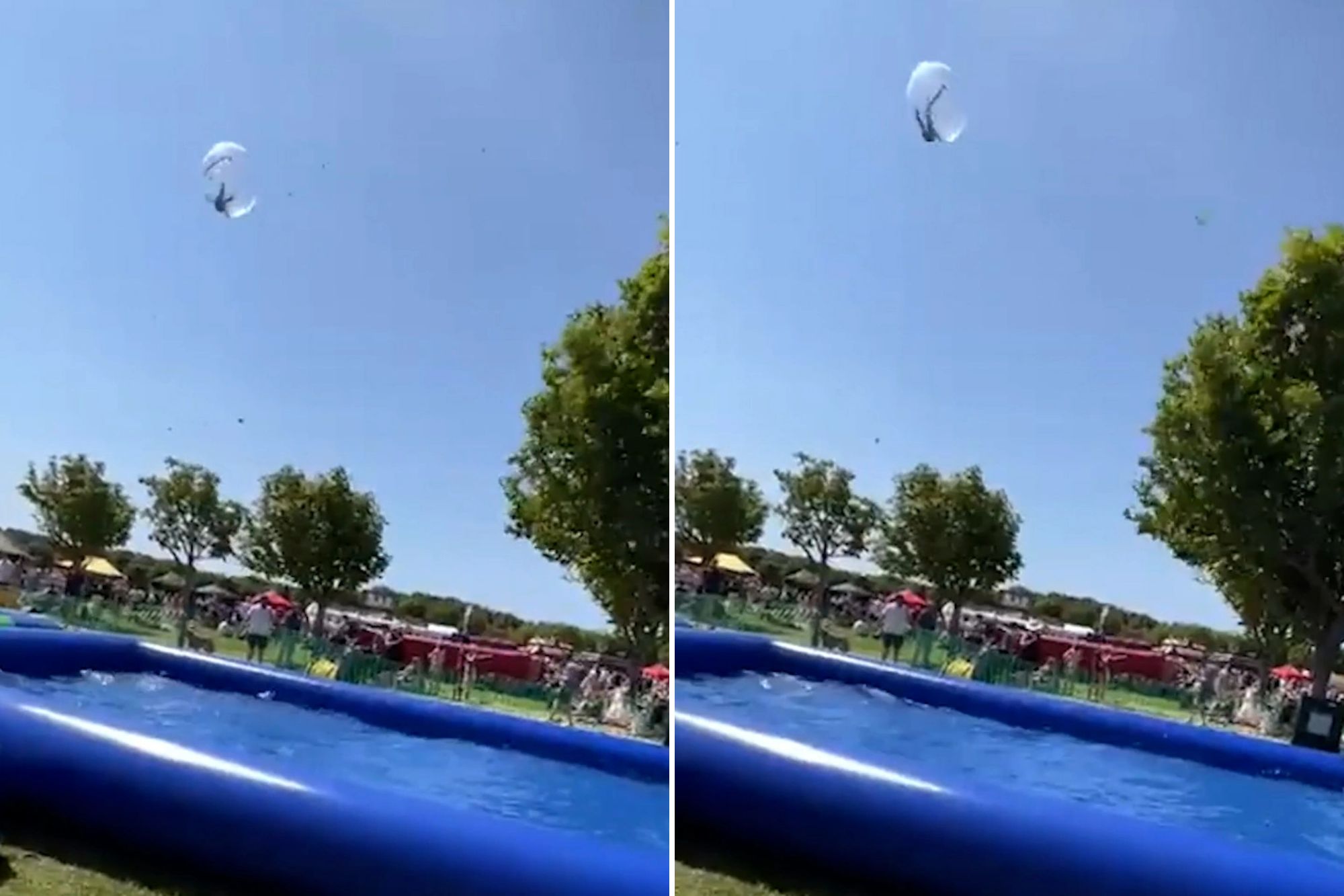 Terrifying moment boy in zorb is swept into air before crashing to the ground