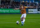 Bobby Pointon unleashes his goal against Barrow on Tuesday night