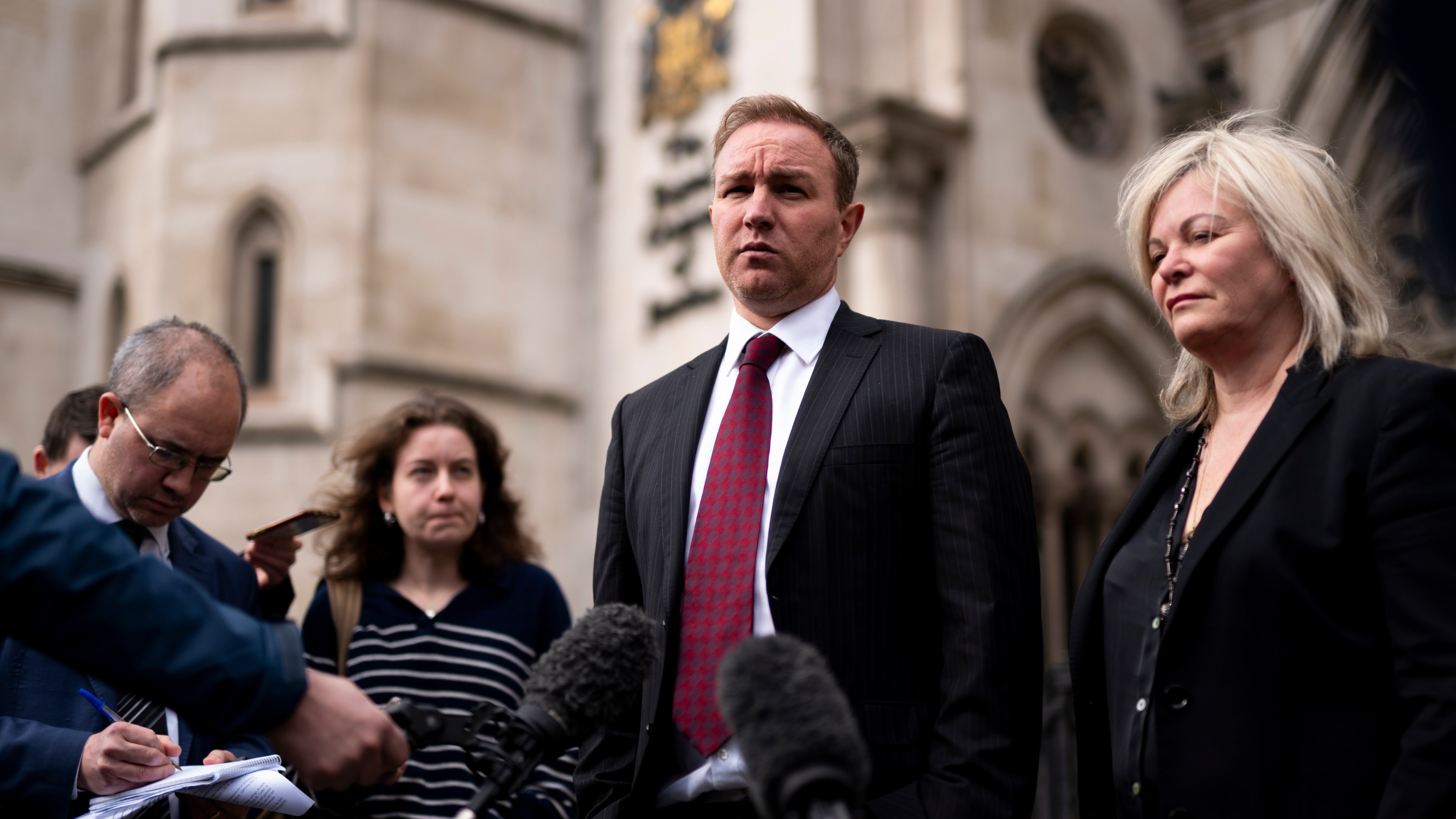 Tom Hayes with his lawyer Karen Todner outside the Royal Courts Of Justice in London on Wednesday