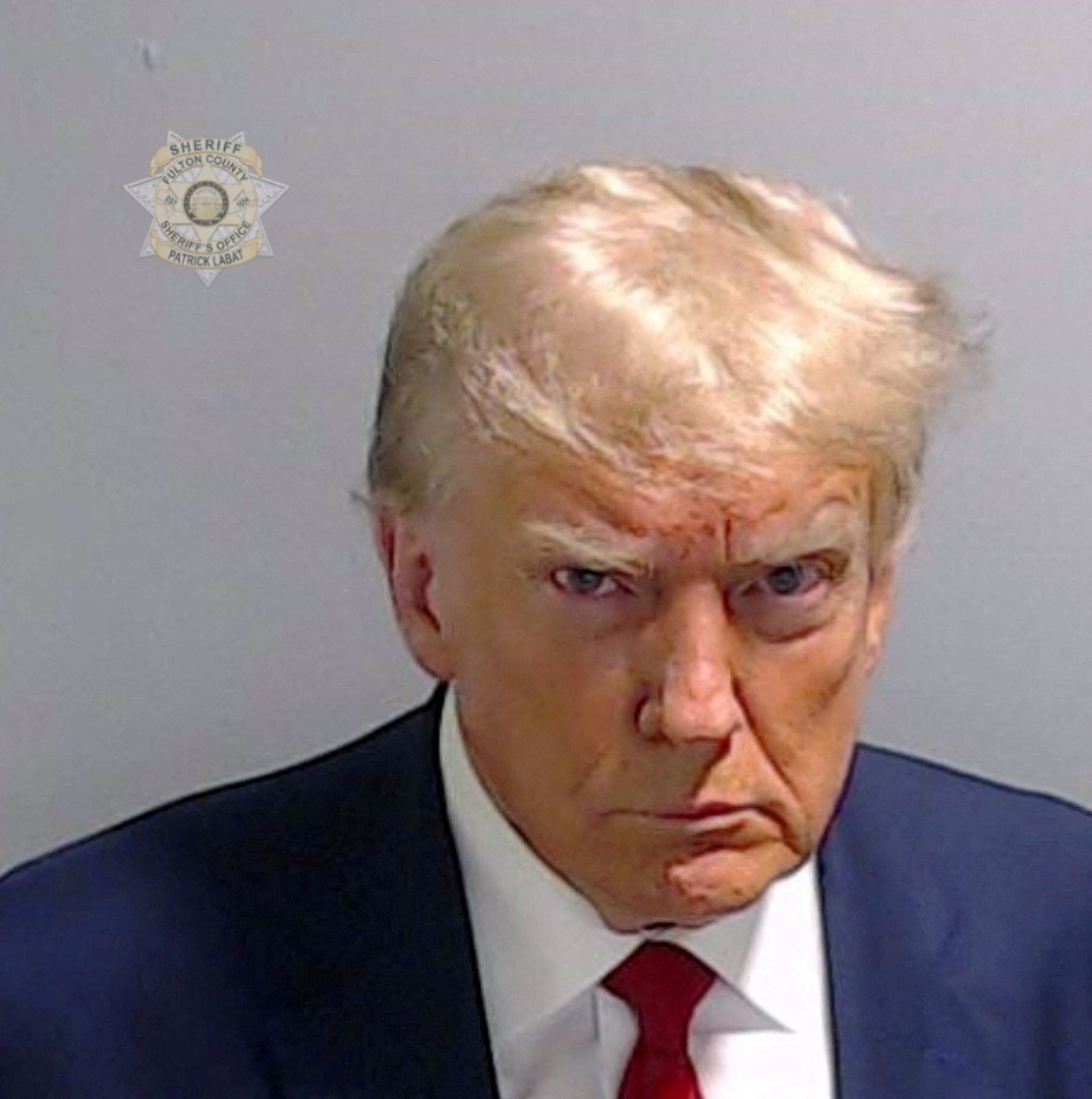 Donald Trump is the first former president to face a criminal trial. This mugshot was taken for a separate case in Georgia