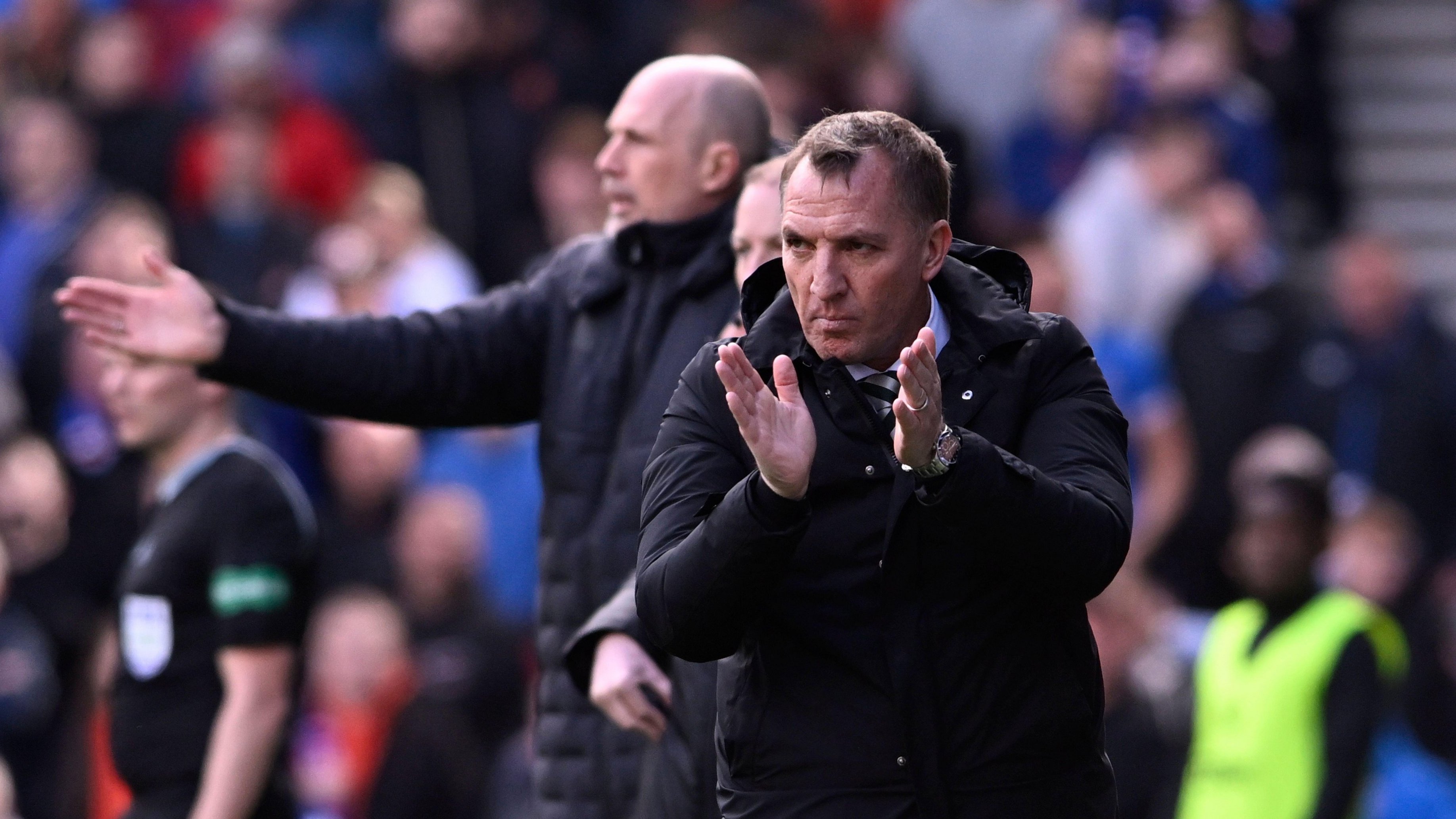 Rodgers, foreground, and Clement, background, have been overlooked for the nomination despite the fact they are the only managers who can win a major trophy this season