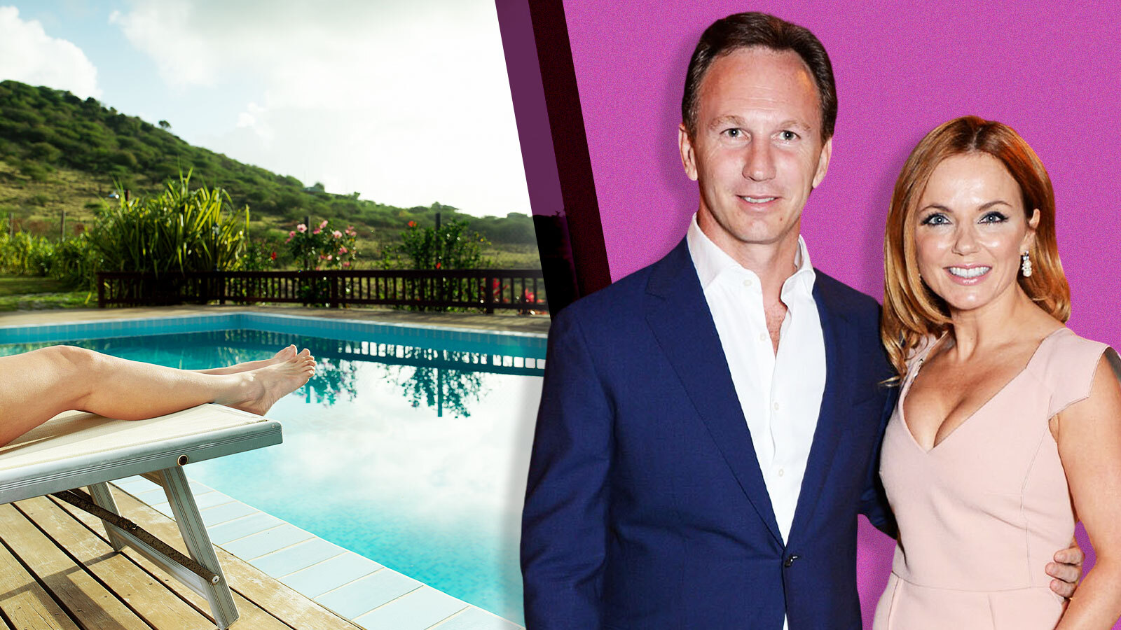 Christian and Geri Horner are the latest celebrities to get into a swimming pool war