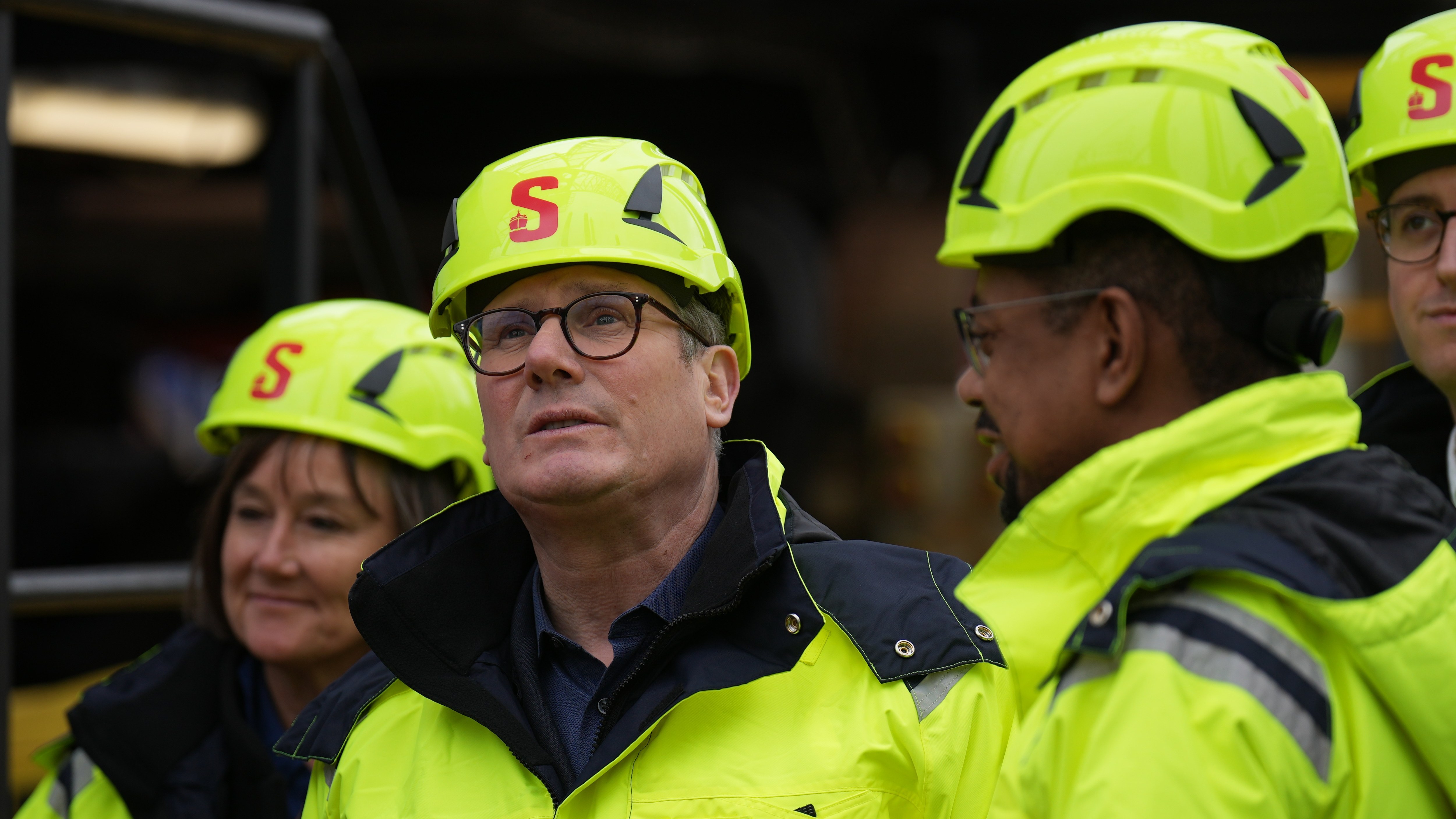 Sir Keir Starmer and Vaughan Gething, the Welsh first minister, tour an offshore platform for wind turbine construction in Holyhead, north Wales, this week