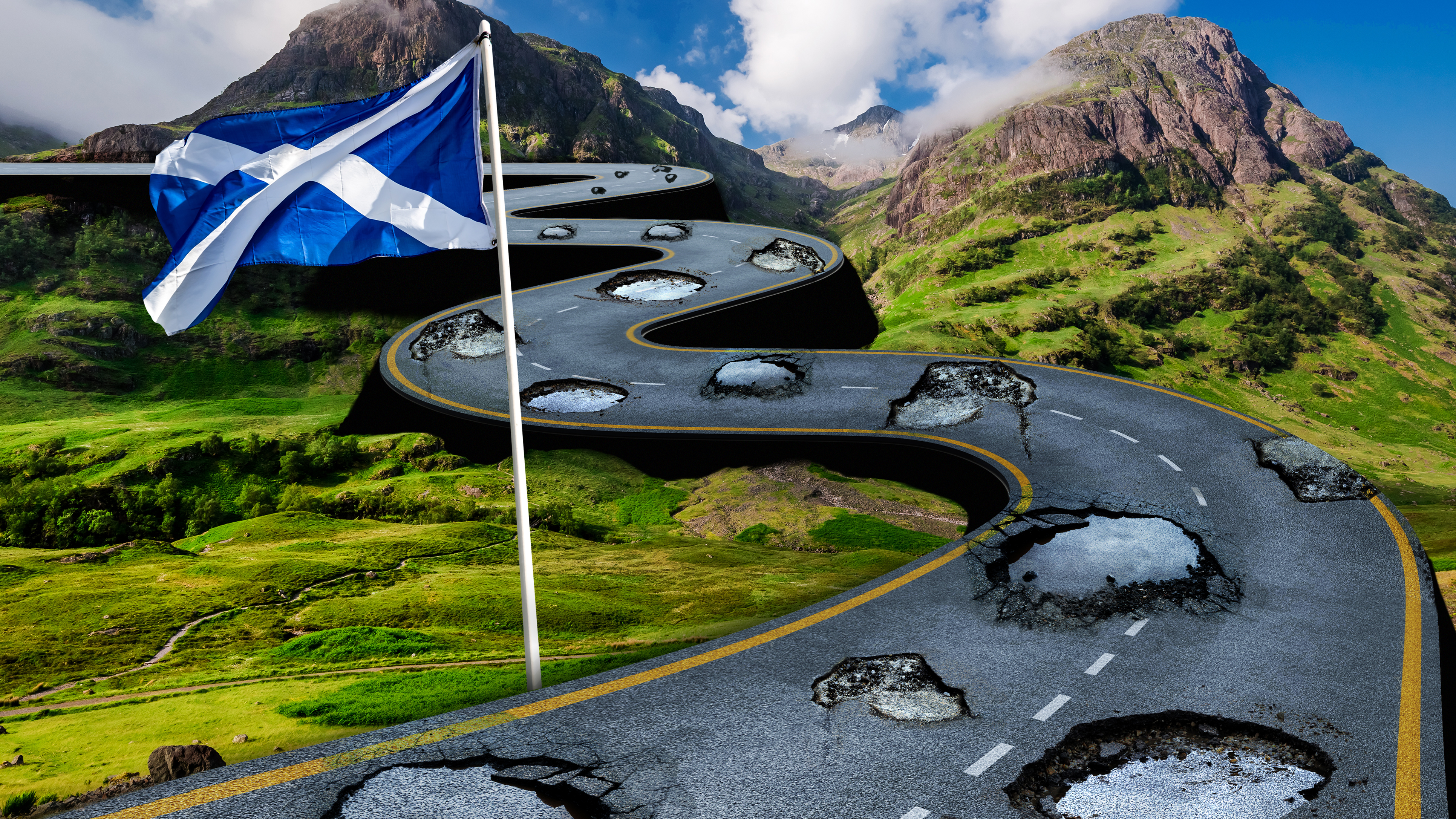 ‘Potholes deep as buckets’: the grim state of Scotland’s roads