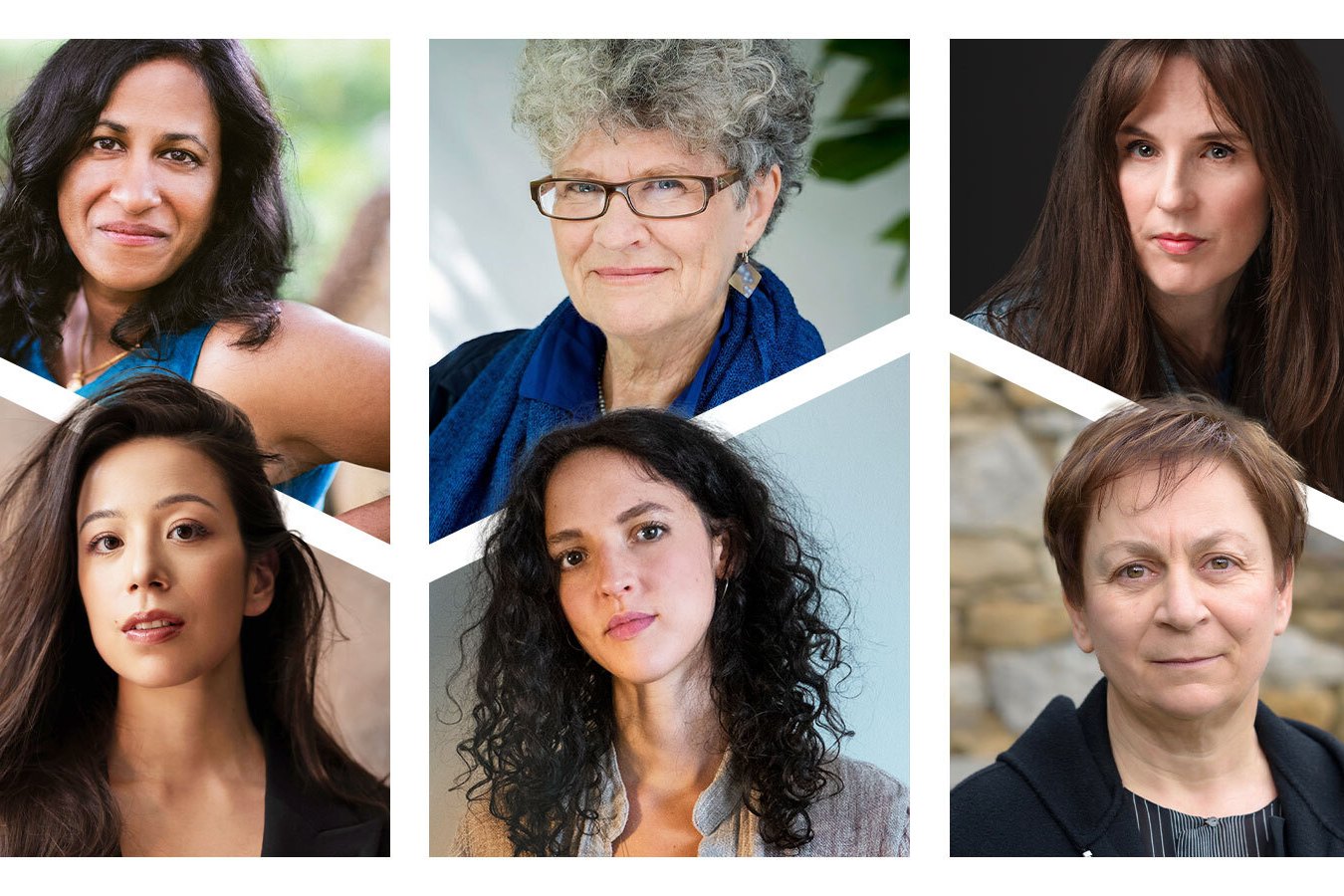 Back row from left: VV Ganeshananthan; Kate Grenville; Claire Kilroy; Front row: Aube Rey Lescure; Isabella Hammad; Anne Enright