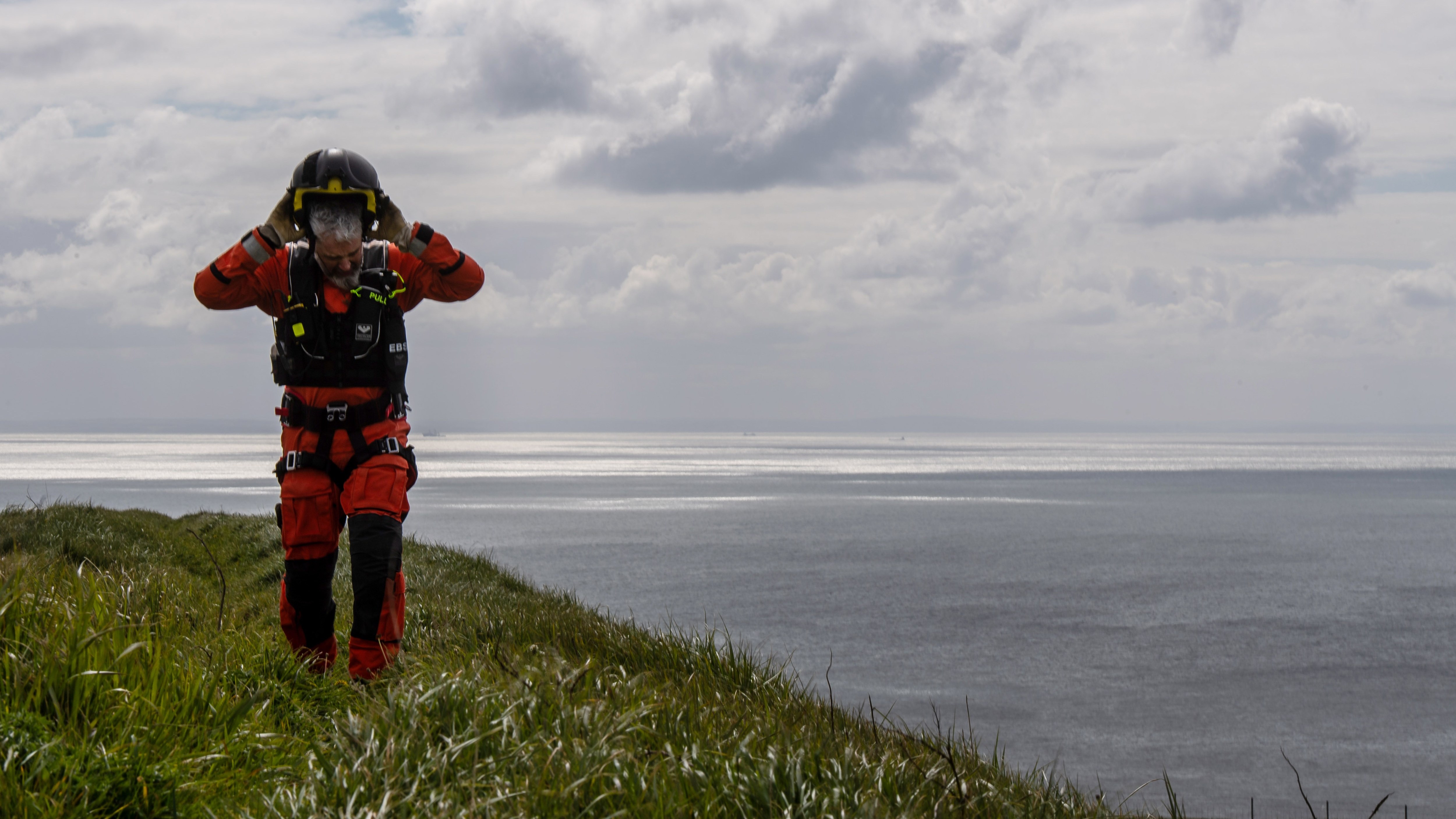 The British coastguard held a search and rescue training exercise in Dover on Wednesday, the day after five migrants died in the Channel