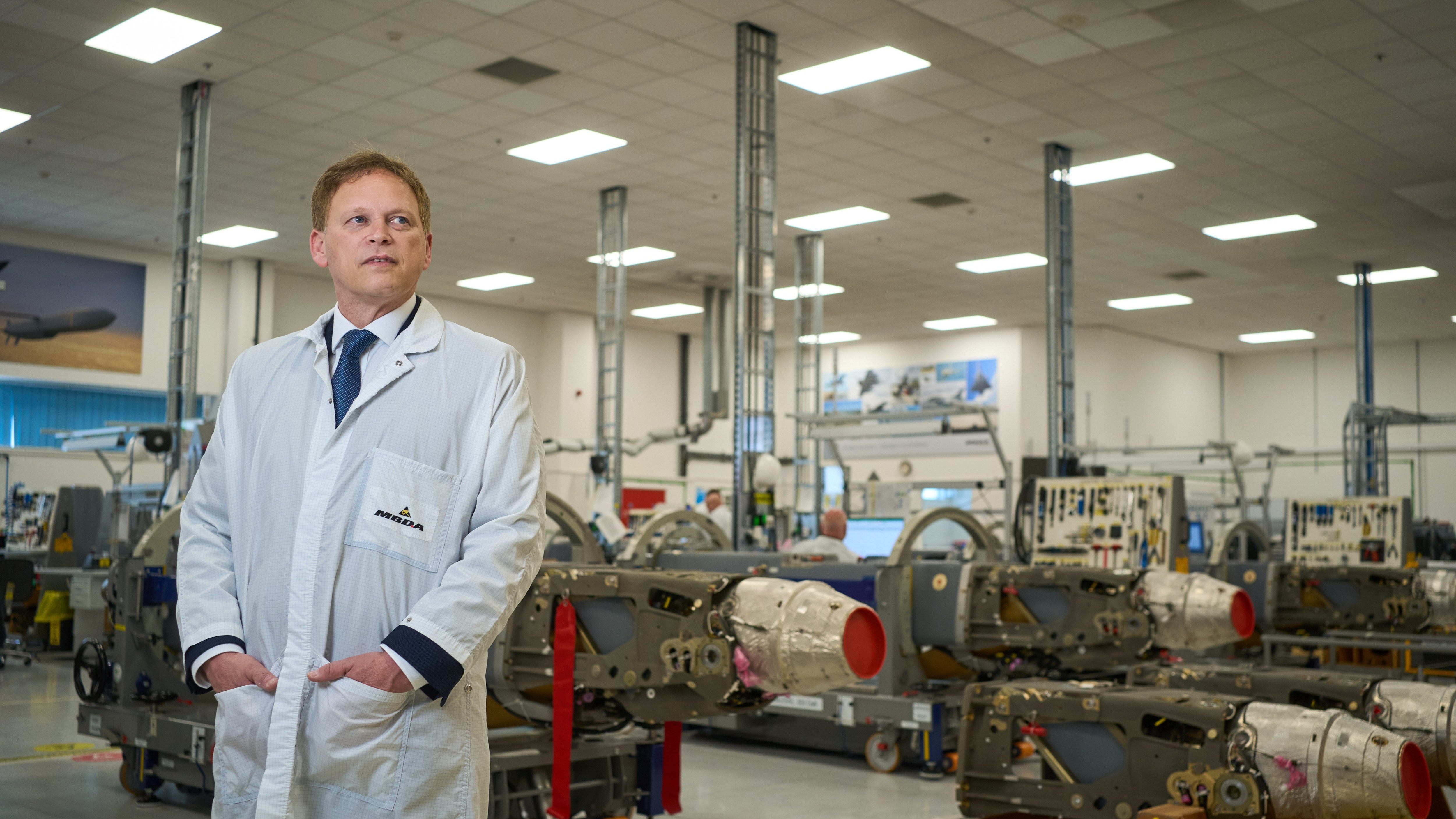 Grant Shapps visits the Storm Shadow missile assembly line at MBDA, in Stevenage
