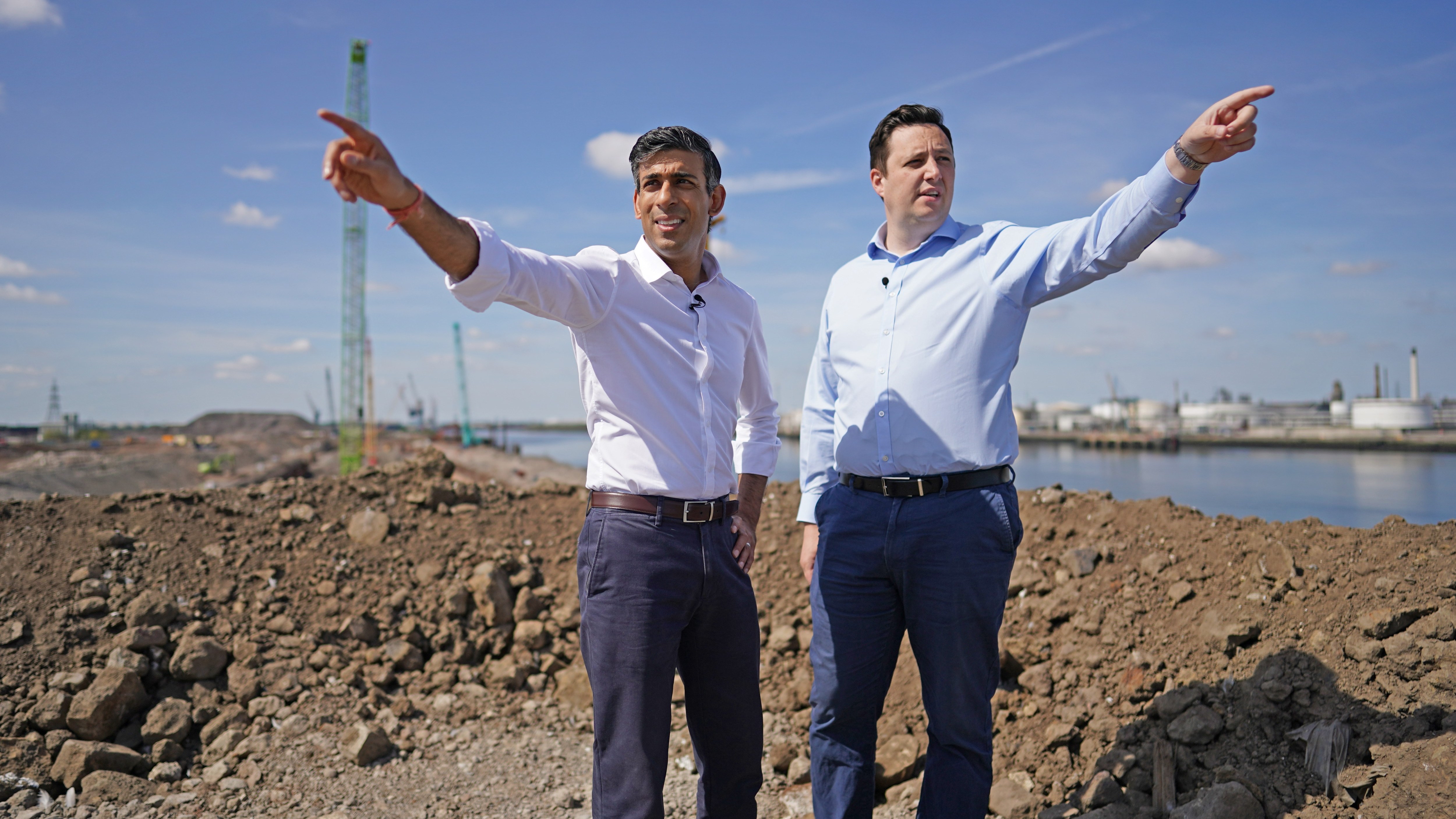 Rishi Sunak with Lord Houchen of High ­Leven during a visit to the site of Teesside Freeportth/Getty Images)