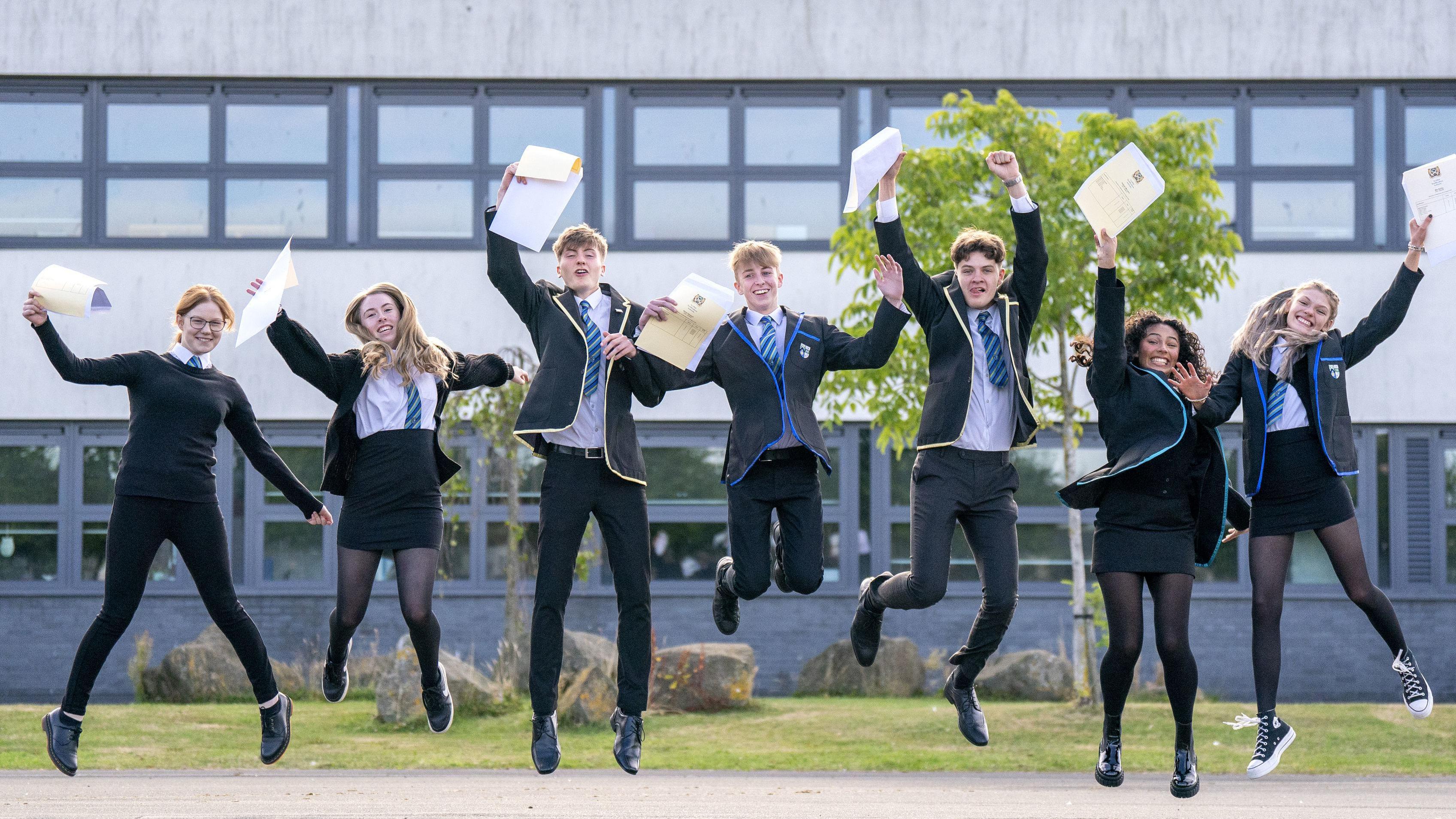 Exam pass rate slips but many pupils still jumping for joy