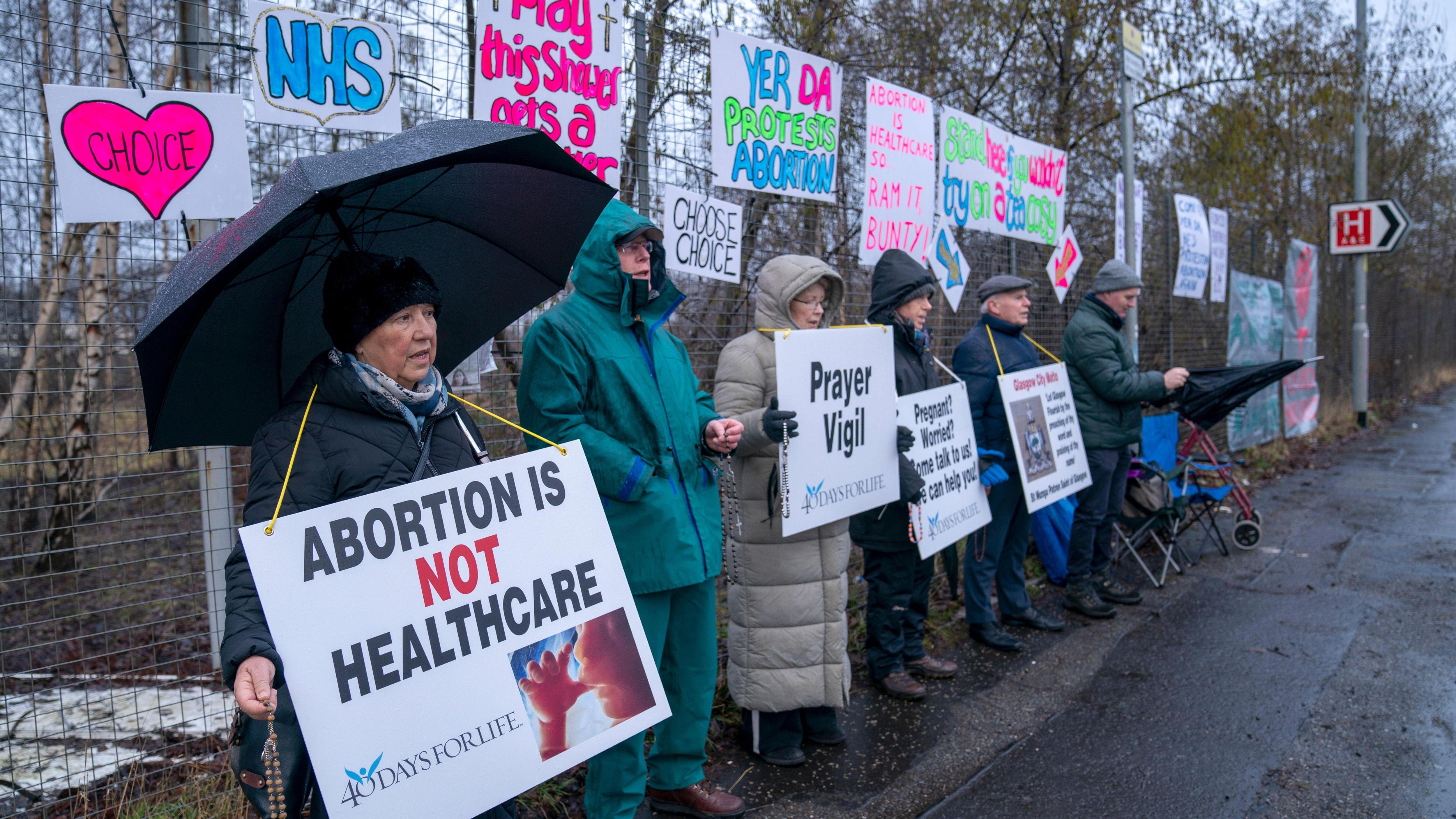 An anti-abortion demonstration near the Queen Elizabeth University Hospital in Glasgow