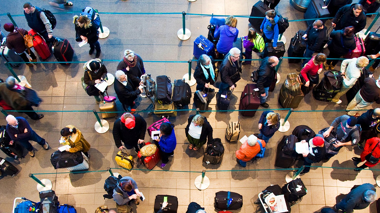 Passengers queue to check in at Dublin airport