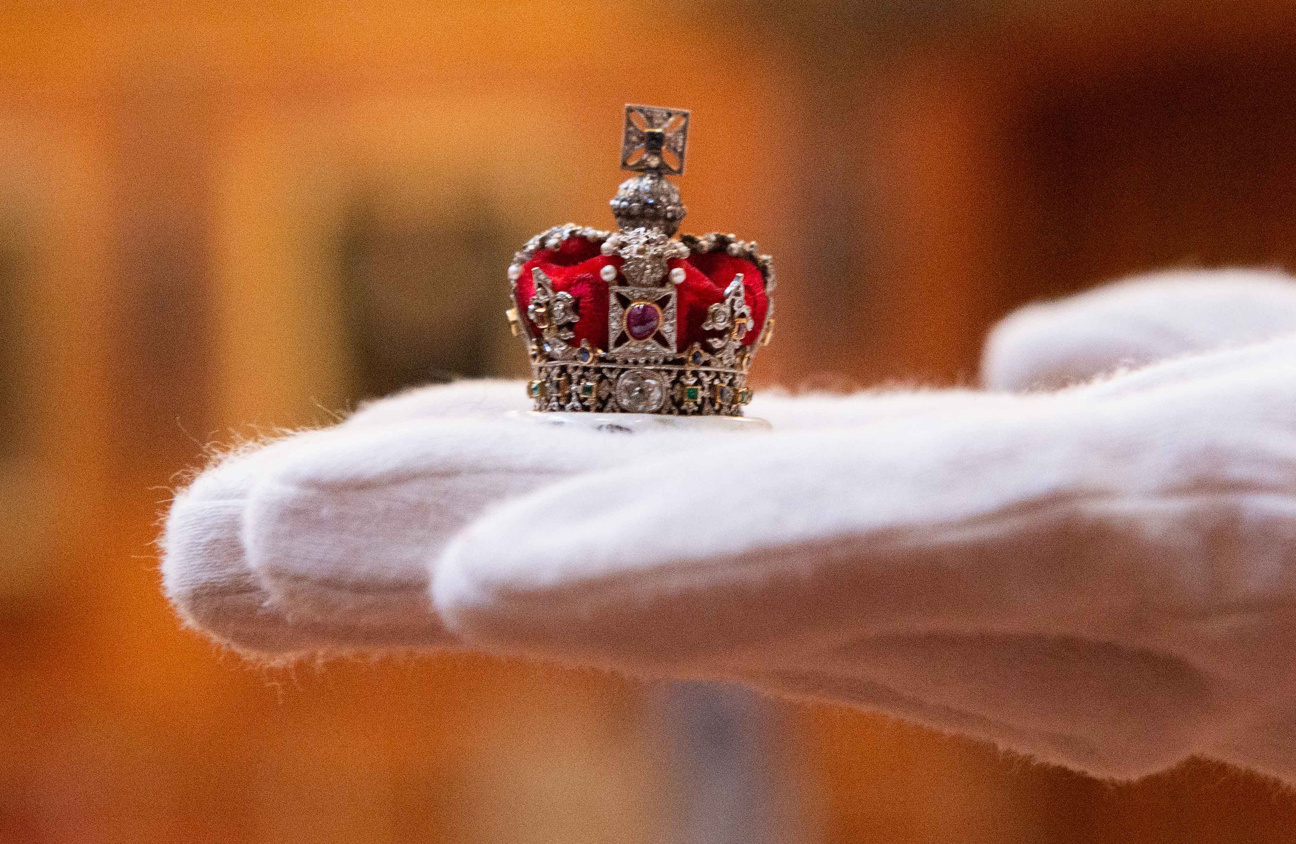 A tiny crown set with real gemstones