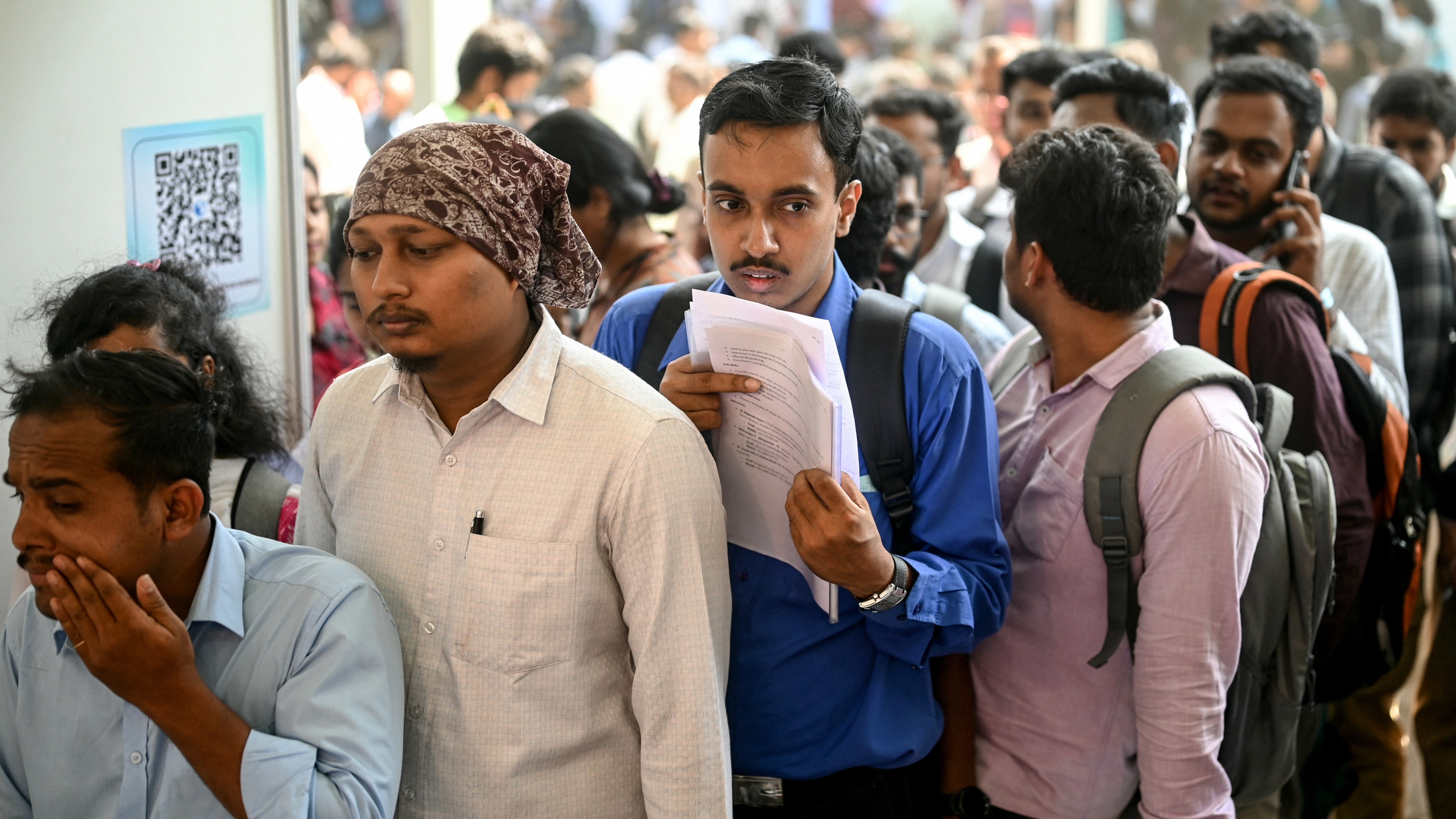 Job seekers at a state-organised employment fair in Bengaluru in February. The new figures come at an awkward time for Narendra Modi
