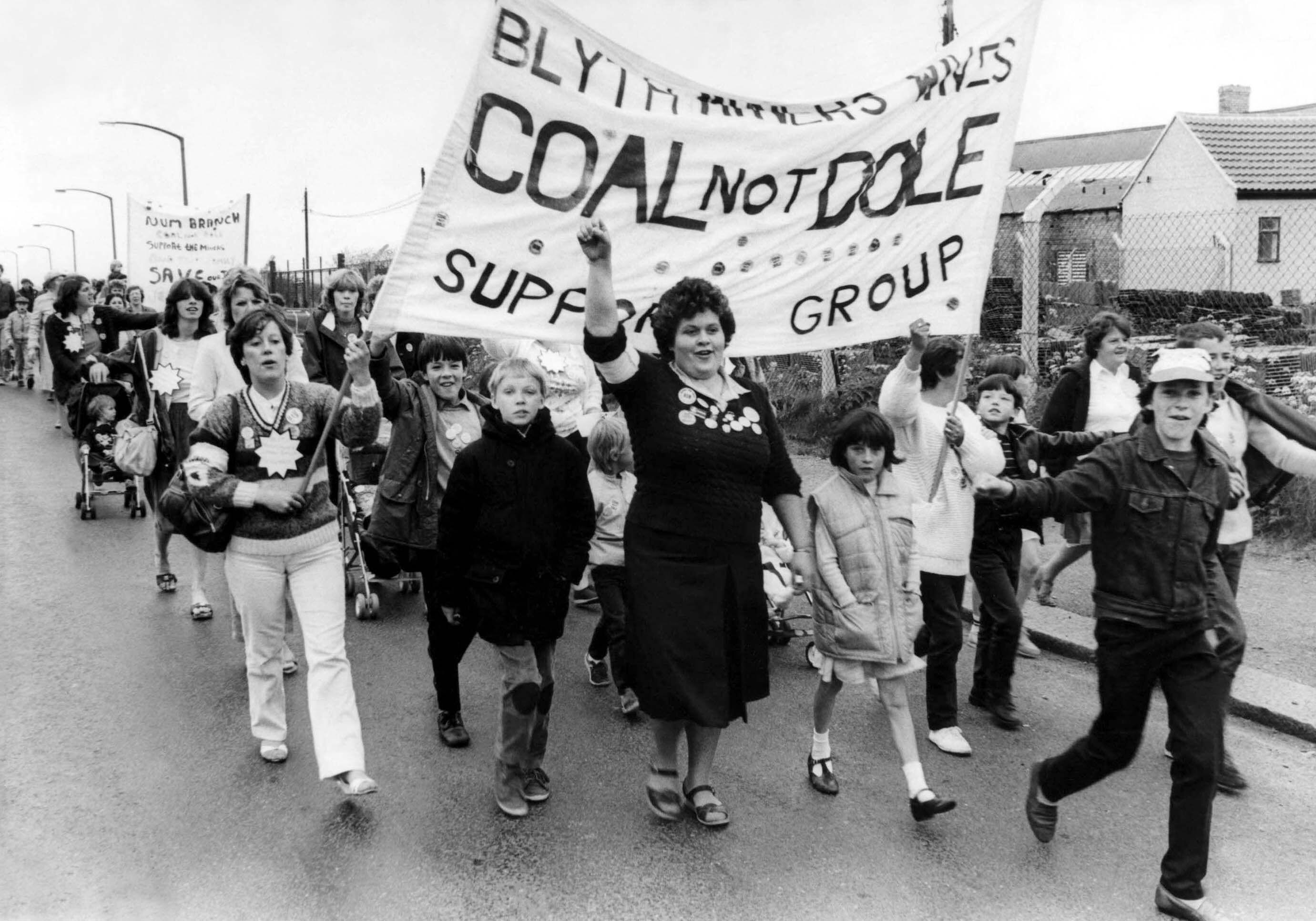 Miners wives on a Northumberland miners rally walking from Blyth to Bedlington 9 June 1984 in The Miners’ Strike 1984 The Battle For Britain
