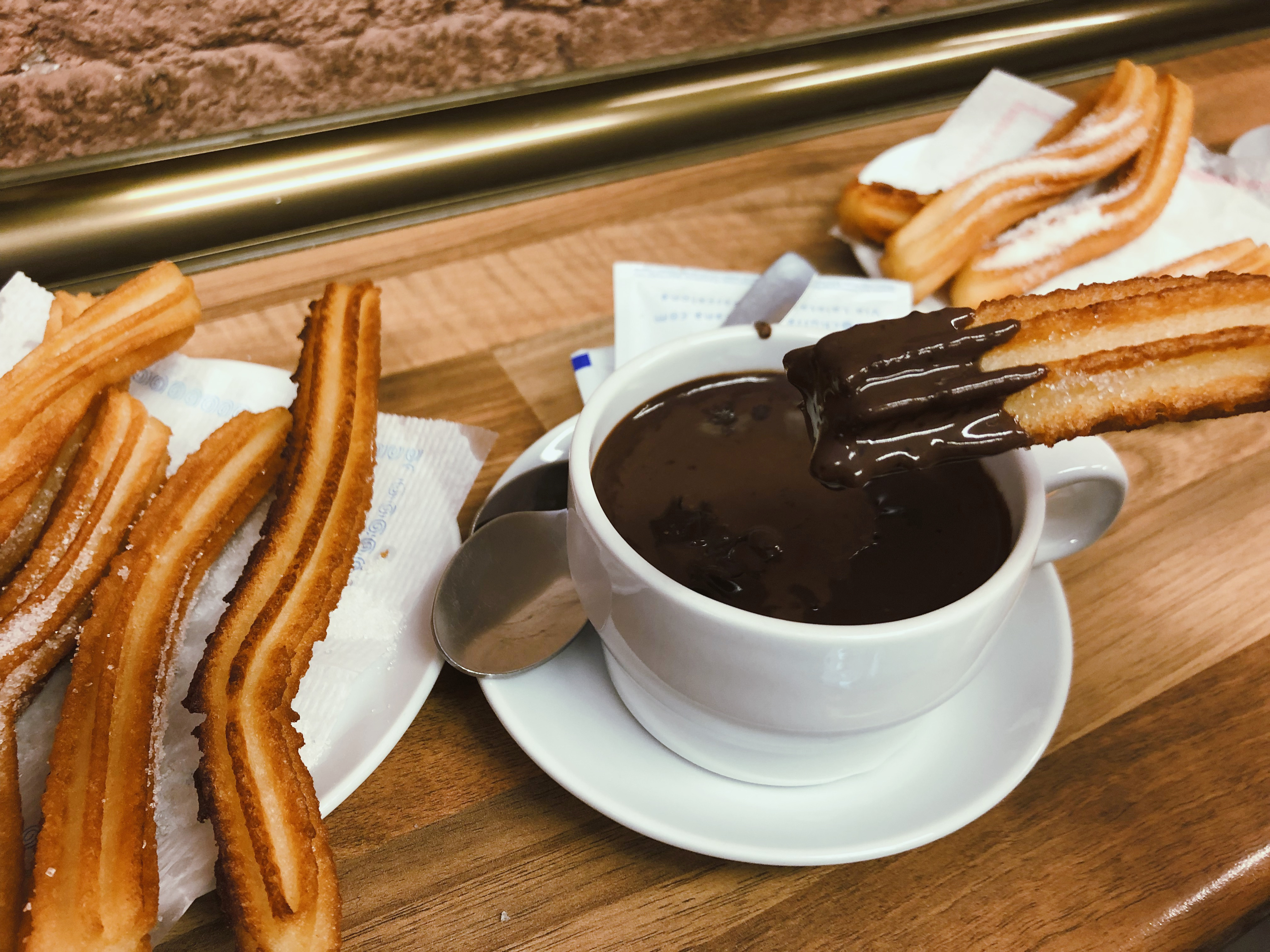 Churros with chocolate dipping sauce