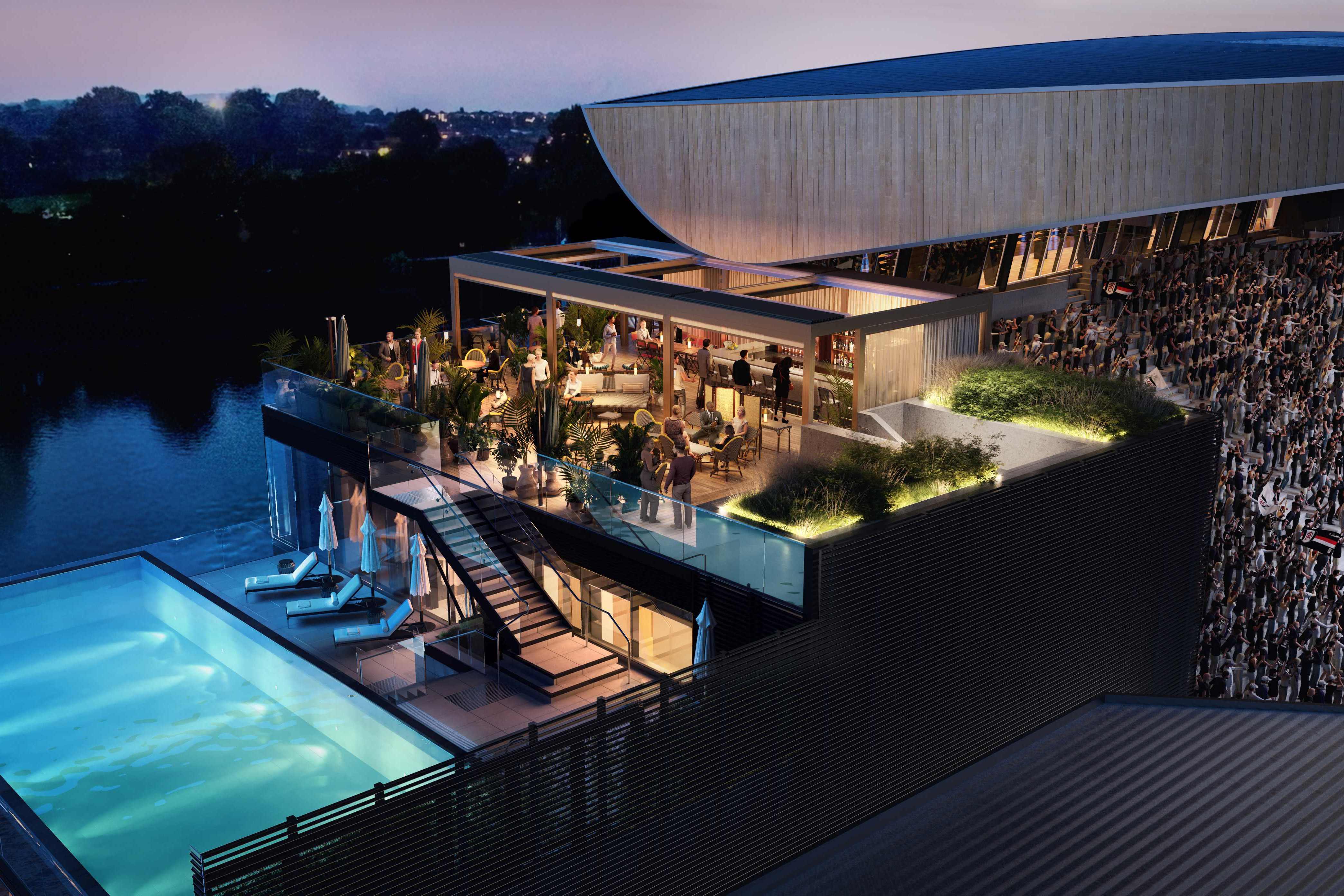 The rooftop swimming pool makes the new stand at Craven Cottage the swankiest in the world