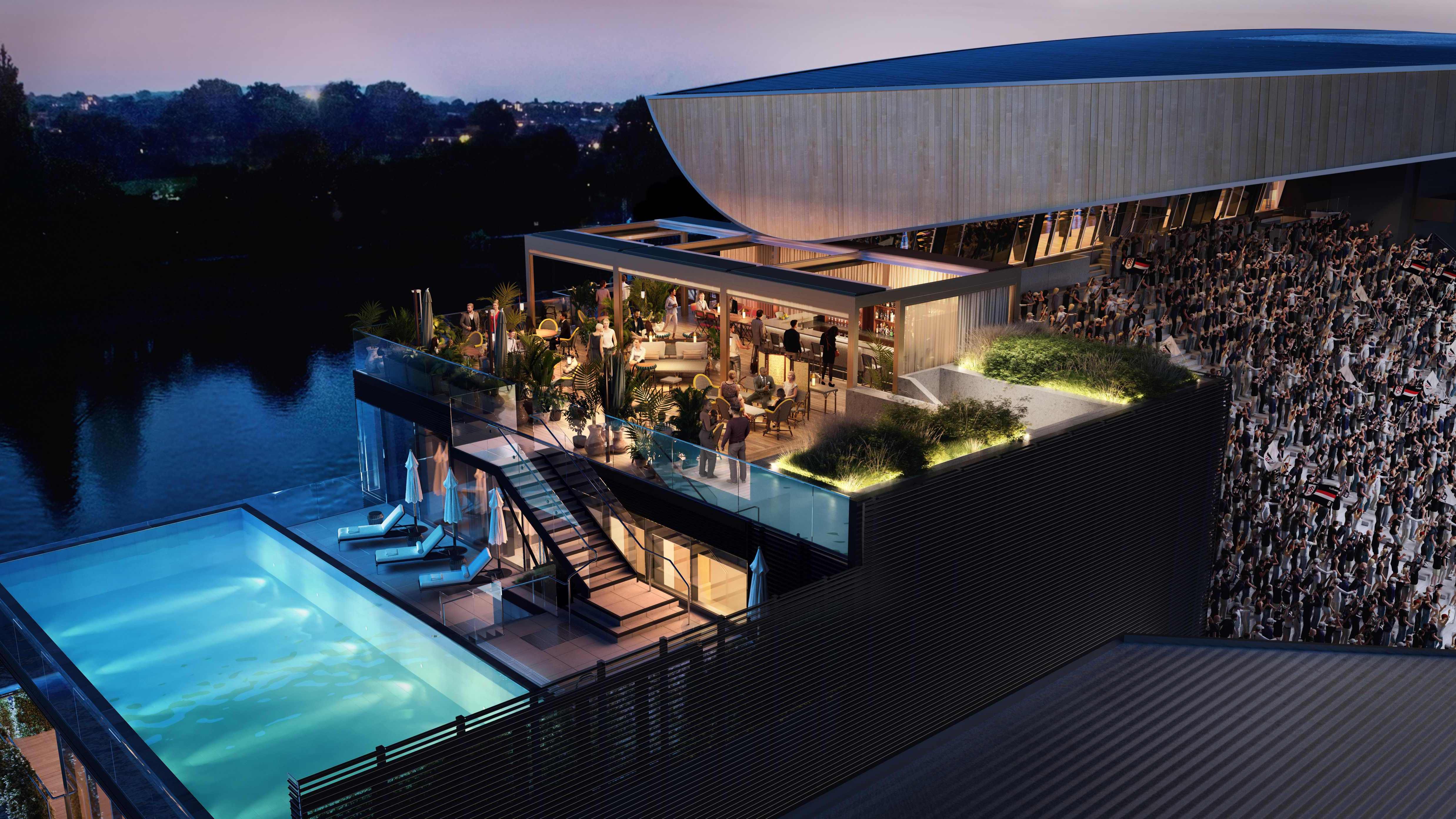 The rooftop swimming pool makes the new stand at Craven Cottage the swankiest in the world