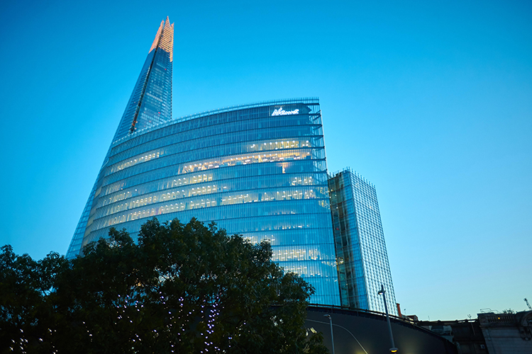 Exterior photo of The News Building with The Shard behind, London