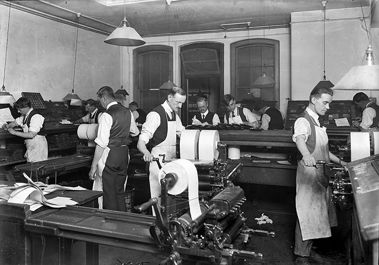 Newspaper printers at work at Printing House Square
