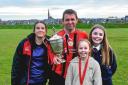 Gareth Jones with his three girls after the game