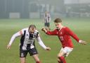 FOOTBALL: Gary Basterfield holding the ball up (Report and pictures from Richard Edmondson)