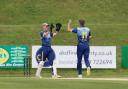 Aaron Stephens celebrating for Netherfield in their cup defeat against Kendal after taking a wicket (Match report and photographs by Richard Edmondson)