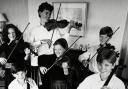 members of the musical Lyon family when they played at Hawkshead Church in 1994