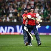 Liam Livingstone celebrates with Ben Stokes