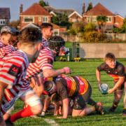 Kirkby's No 9 Sam Nicholson gets quick ball out of the scrum. Photos by Robin Ree and report by David Higson