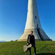 Peter Buckley outside the Sir John Barrow Monument