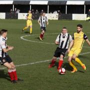 Action from Kendal Towns 2-0 defeat to Trafford on Saturday