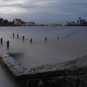 Spring high tide at Weston's Marine Lake.