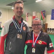Rebecca McMillan and partner Harry Goodwin came back from Guernsey as mixed pairs silver medallists
