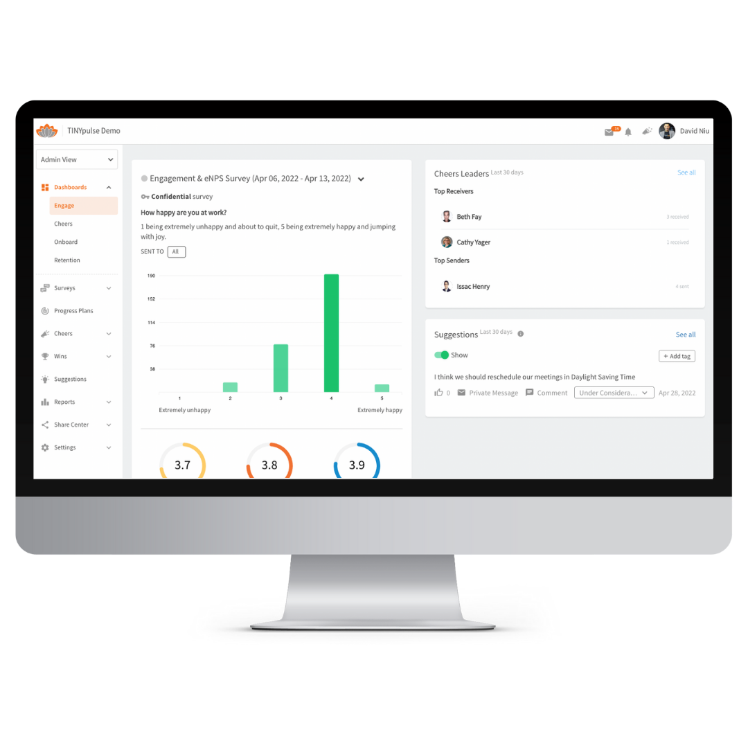 employee engagement solutions | dashboard | platform | culture | TINYpulse