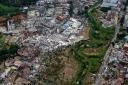 An aerial view shows damaged buildings in the aftermath of a tornado in Guangming village, Guangzhou (Deng Hua/Xinhua/AP)